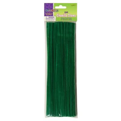 Creativity Street Regular Stems, Dark Green, 12 x 4 mm, 100/Pack, 12 Packs (CK-71128-12)