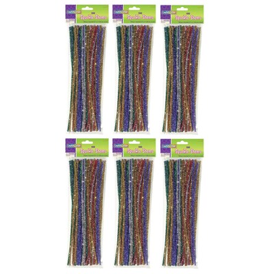 Creativity Street Jumbo Sparkle Stems, Assorted Colors, 12 x 6 mm, 100/Pack, 6 Packs (CK-711601-6)