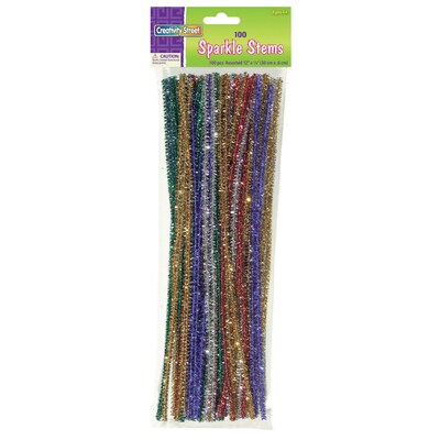Creativity Street Jumbo Sparkle Stems, Assorted Colors, 12" x 6 mm, 100/Pack, 6 Packs (CK-711601-6)