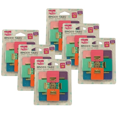 Clip-rite Binder Tabs, Assorted Gold Plated, 8 Per Pack, 6 Packs (CRT111-6)