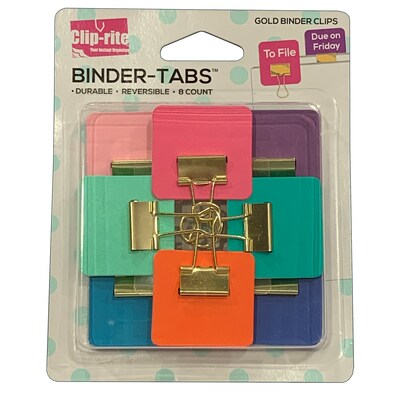 Clip-rite Binder Tabs, Assorted Gold Plated, 8 Per Pack, 6 Packs (CRT111-6)