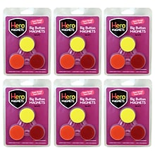 Dowling Magnets Hero Magnets: Big Button Magnets, Assorted Colors, 3 Per Pack, 6 Packs (DO-735014-6)
