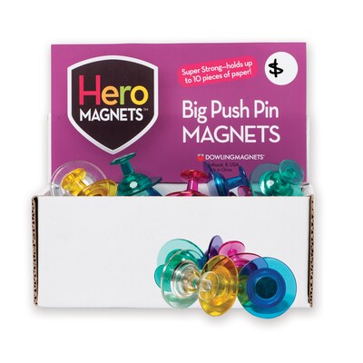 Dowling Magnets® Hero Magnets™ Big Push Pin Magnets, Set of 30 (DO-735018)