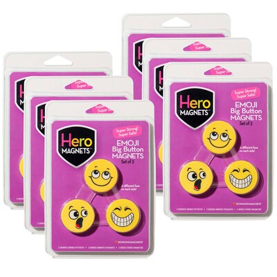 Dowling Magnets® Hero Magnets: Emoji Big Button Magnets, 3 Per Pack, 6 Packs (DO-735020-6)