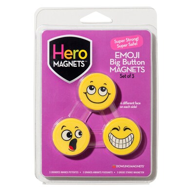 Dowling Magnets® Hero Magnets: Emoji Big Button Magnets, 3 Per Pack, 6 Packs (DO-735020-6)