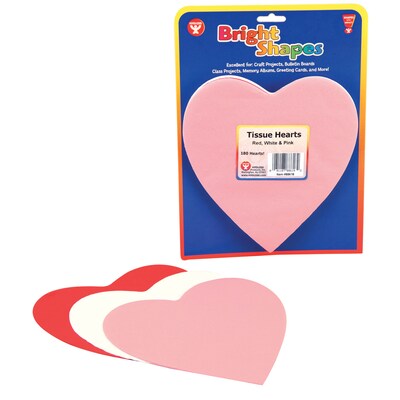 Hygloss Tissue Paper Hearts, 6, Pink/White/Red, Grade PK+, 180/Pack, 6 Packs/Bundle (HYG88618-6)