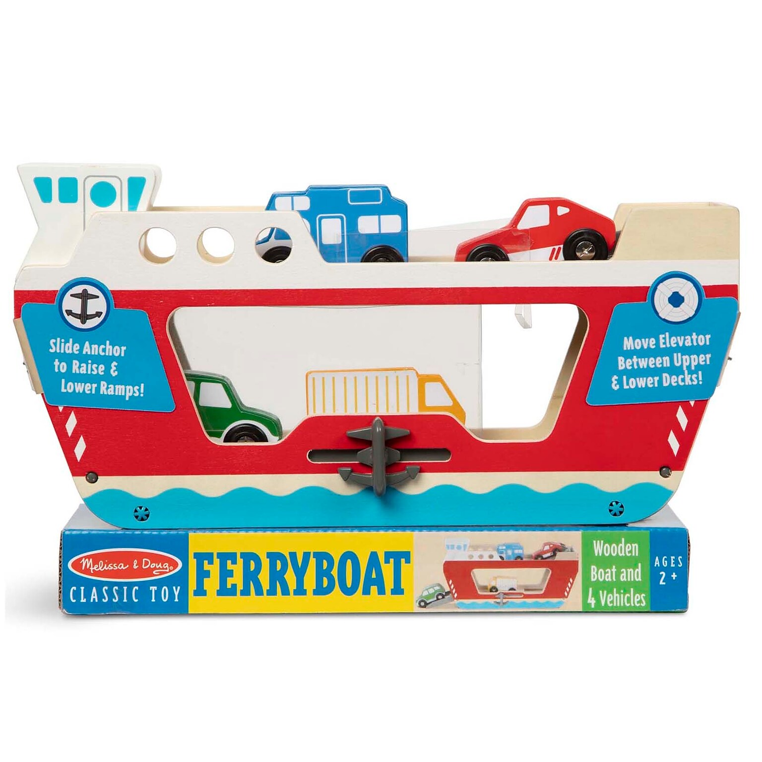 Melissa & Doug Ferryboat, Wooden Boat and 4 Vehicles (LCI31600)