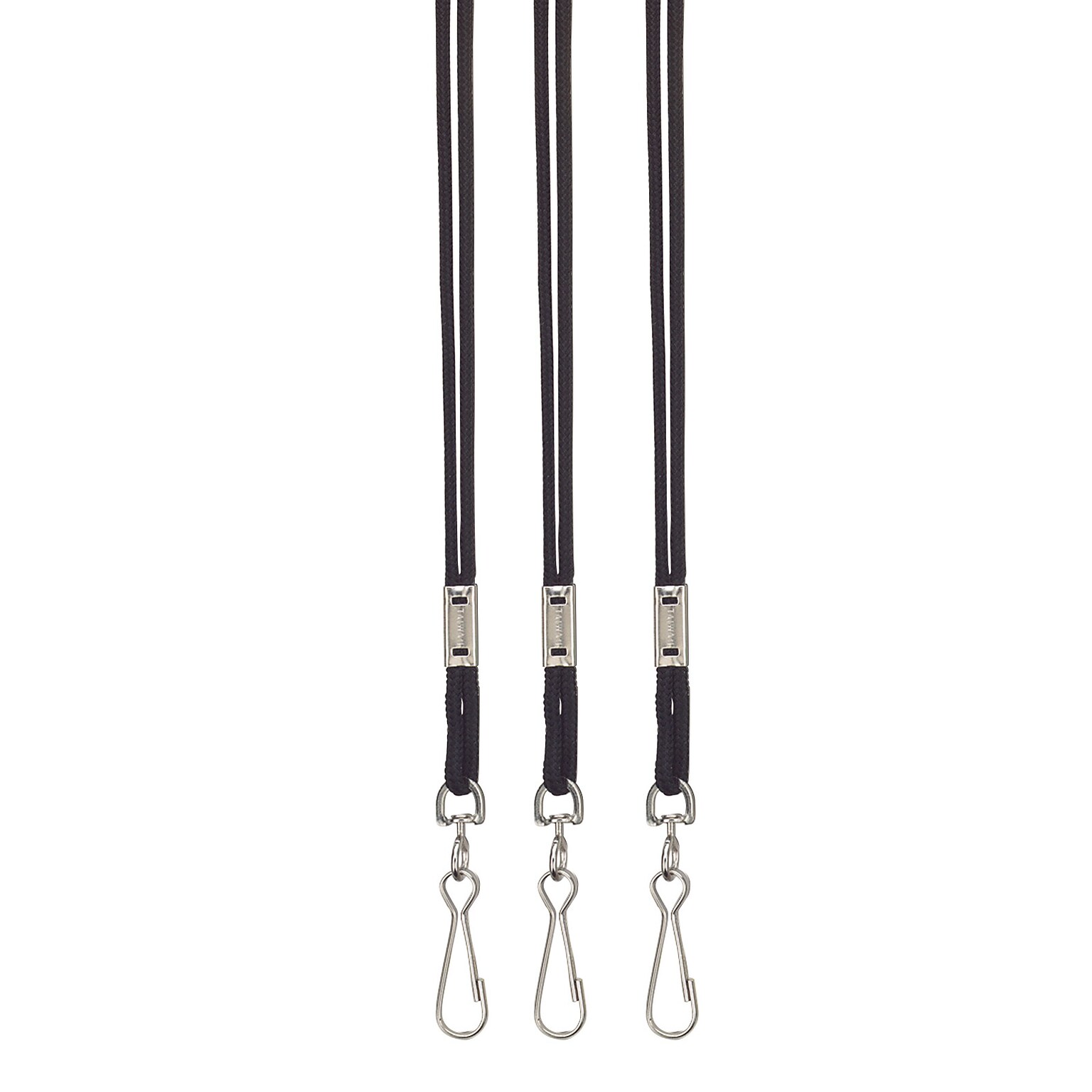 Martin Sports Rayon Lanyard, Black, 12/Pack, 3 Packs (MASL1BK-3)