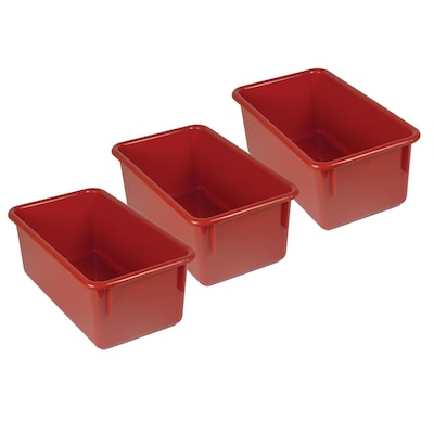 Romanoff Stowaway Plastic Tray (No Lid), Red, Pack of 3 (ROM12102-3)