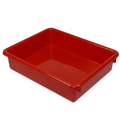 Romanoff Stowaway® Plastic 3 Letter Tray (No Lid), Red, Pack of 3 (ROM15102-3)