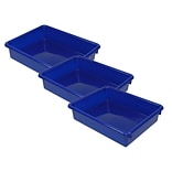 Romanoff Stowaway® Plastic 3 Letter Tray (No Lid), Blue, Pack of 3 (ROM15104-3)