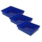 Romanoff Stowaway® Plastic 3" Letter Tray (No Lid), Blue, Pack of 3 (ROM15104-3)