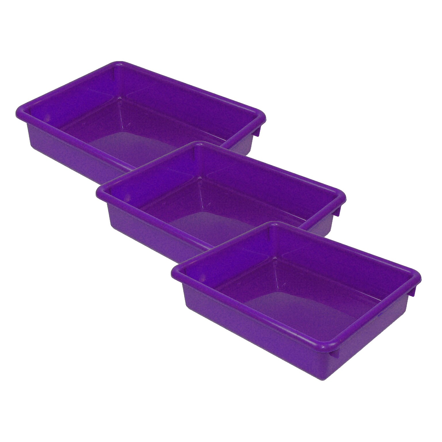 Romanoff Stowaway® Plastic 3 Letter Tray (No Lid), Purple, Pack of 3 (ROM15106-3)