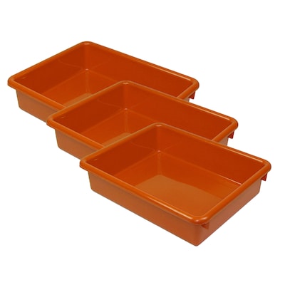 Romanoff Stowaway® Plastic 3 Letter Tray (No Lid), Orange, Pack of 3 (ROM15109-3)