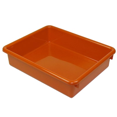 Romanoff Stowaway® Plastic 3 Letter Tray (No Lid), Orange, Pack of 3 (ROM15109-3)