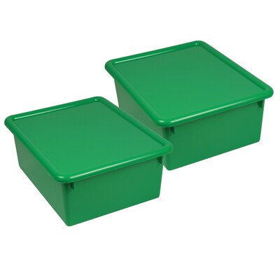 Romanoff Stowaway Plastic 5 Letter Box with Lid, Green, Pack of 2 (ROM16005-2)