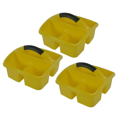 Romanoff Polypropylene Deluxe Small Utility Caddy, 9.5" x 9.5" x 6.5", Yellow, Pack of 3 (ROM26903-3)