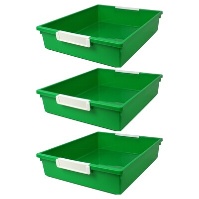 Romanoff Plastic 6QT Tattle® Tray with Label Holder, 14.25 x 11.5 x 3, Green, Pack of 3 (ROM53505