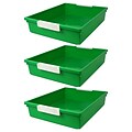 Romanoff Plastic 6QT Tattle® Tray with Label Holder, 14.25 x 11.5 x 3, Green, Pack of 3 (ROM53505