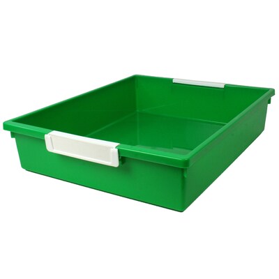 Romanoff Plastic 6QT Tattle® Tray with Label Holder, 14.25 x 11.5 x 3, Green, Pack of 3 (ROM53505