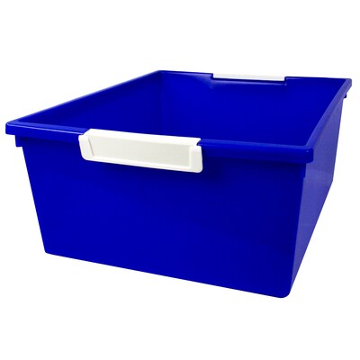 Romanoff Plastic 12QT Tattle® Tray with Label Holder, 14.25" x 11.5" x 5.75", Blue, Pack of 3 (ROM53604-3)