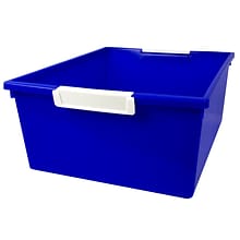 Romanoff Plastic 12QT Tattle® Tray with Label Holder, 14.25 x 11.5 x 5.75, Blue, Pack of 3 (ROM53