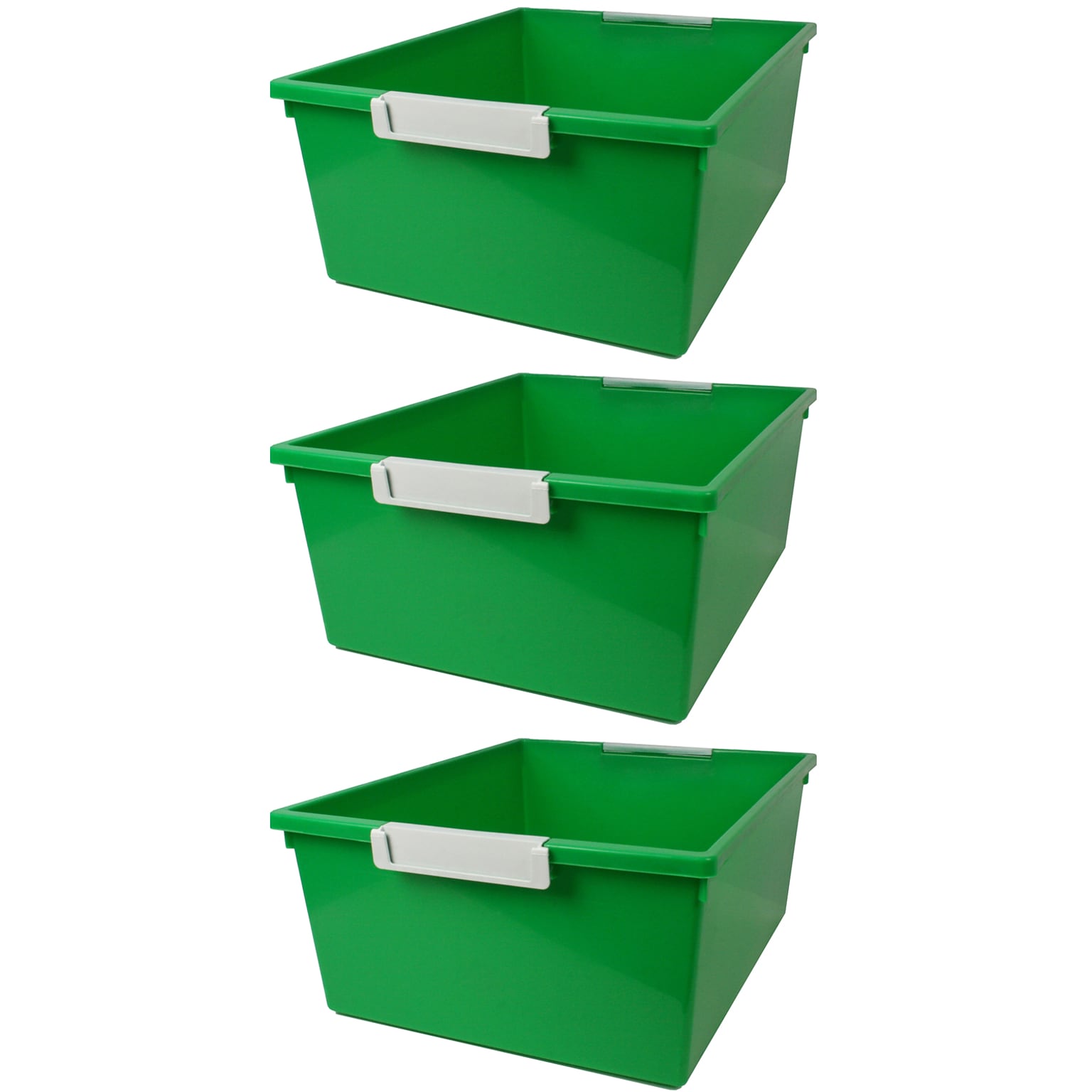 Romanoff Plastic 12QT Tattle® Tray with Label Holder, 14.25 x 11.5 x 5.75, Green, Pack of 3 (ROM53605-3)