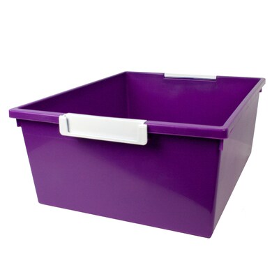 Romanoff Plastic 12QT Tattle® Tray with Label Holder, 14.25 x 11.5 x 5.75, Purple, Pack of 3 (ROM