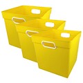 Romanoff Plastic Cube Bin, 11.5 x 11 x 10.5, Yellow, Pack of 3 (ROM72503-3)