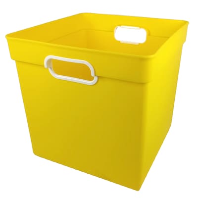 Romanoff Plastic Cube Bin, 11.5 x 11 x 10.5, Yellow, Pack of 3 (ROM72503-3)