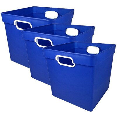 Romanoff Plastic Cube Bin, 11.5 x 11 x 10.5, Blue, Pack of 3 (ROM72504-3)