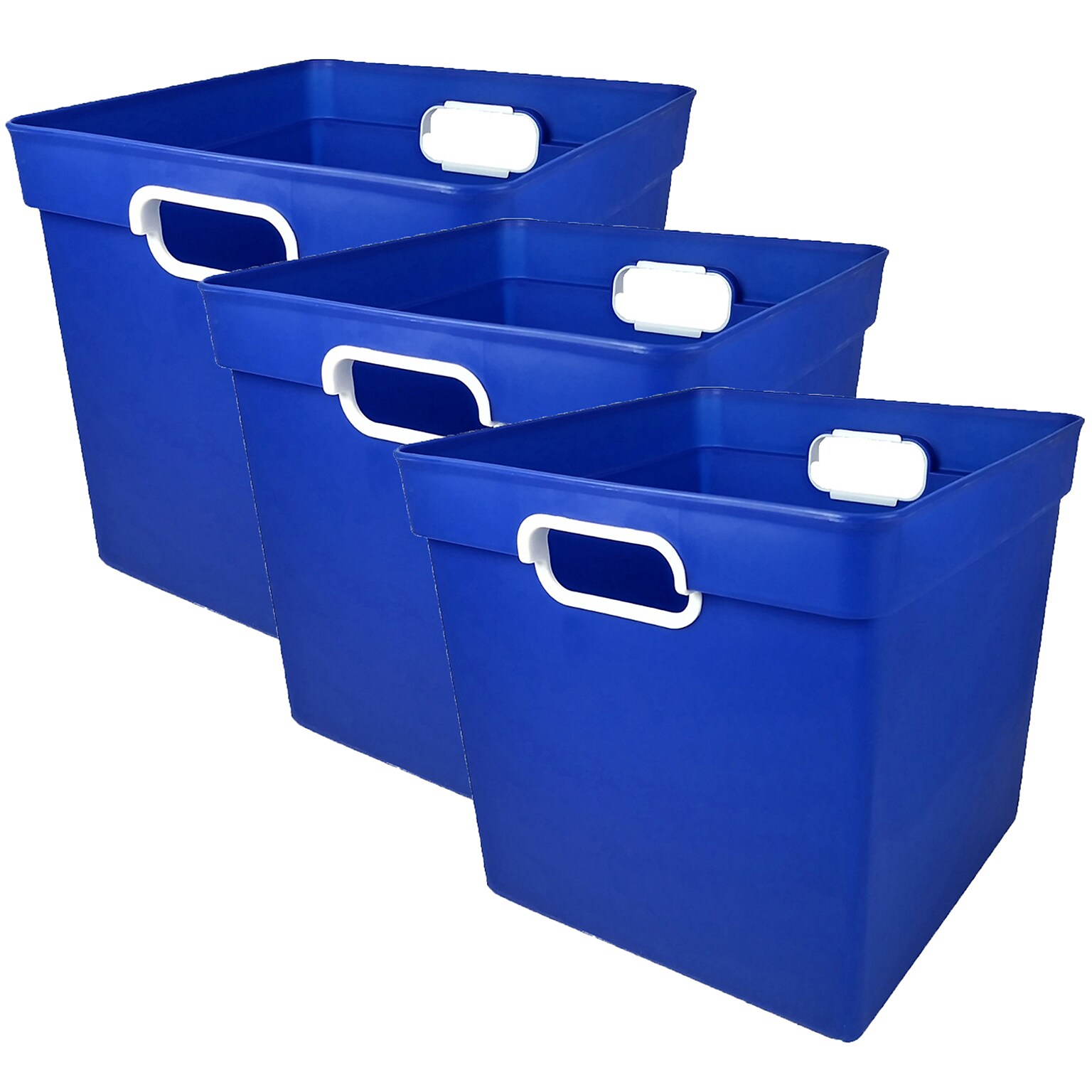 Romanoff Plastic Cube Bin, 11.5 x 11 x 10.5, Blue, Pack of 3 (ROM72504-3)