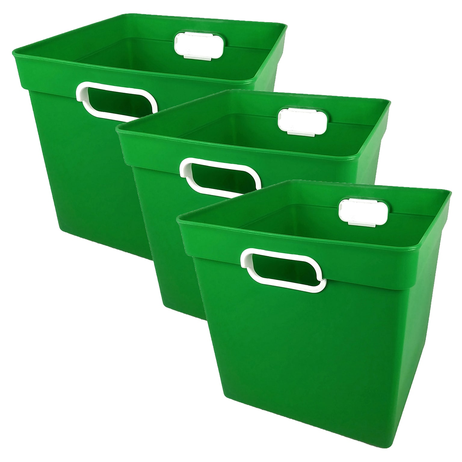 Romanoff Plastic Cube Bin, 11.5 x 11 x 10.5, Green, Pack of 3 (ROM72505-3)