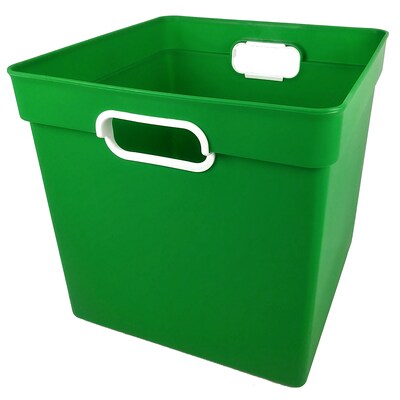 Romanoff Plastic Cube Bin, 11.5 x 11" x 10.5", Green, Pack of 3 (ROM72505-3)