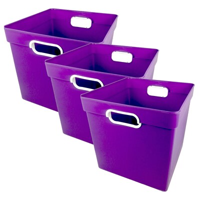 Romanoff Plastic Cube Bin, 11.5 x 11 x 10.5, Purple, Pack of 3 (ROM72506-3)