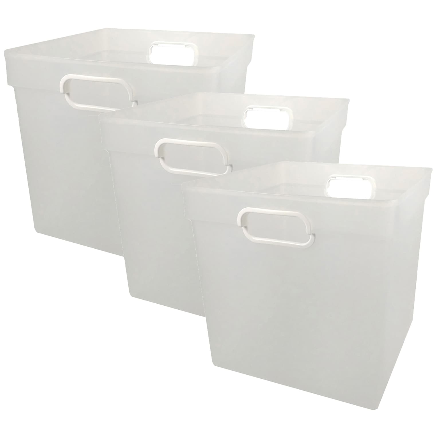 Romanoff Plastic Cube Bin, 11.5 x 11 x 10.5, Clear, Pack of 3 (ROM72520-3)