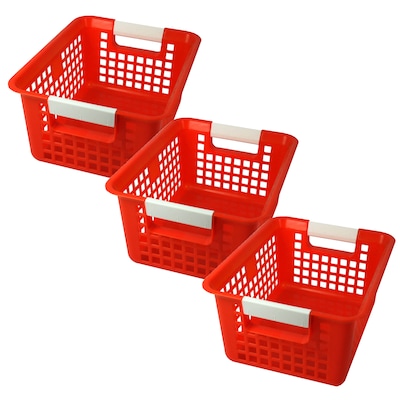 Romanoff Plastic Tattle® Book Basket, 12.25 x 9.75 x 6, Red, Pack of 3 (ROM74902-3)