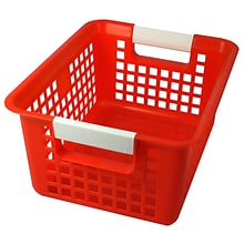 Romanoff Plastic Tattle® Book Basket, 12.25 x 9.75 x 6, Red, Pack of 3 (ROM74902-3)