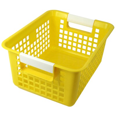 Romanoff Plastic Tattle® Book Basket, 12.25" x 9.75" x 6", Yellow, Pack of 3 (ROM74903-3)