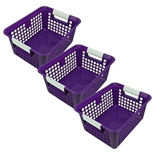 Romanoff Plastic Tattle® Book Basket, 12.25 x 9.75 x 6, Purple, Pack of 3 (ROM74906-3)