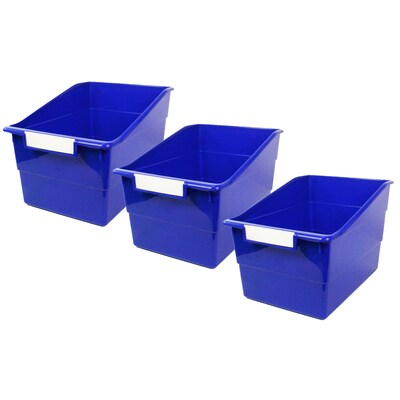 Romanoff Plastic Tattle® Wide Shelf File, 11" x 8" x 7.5", Blue, Pack of 3 (ROM77304-3)