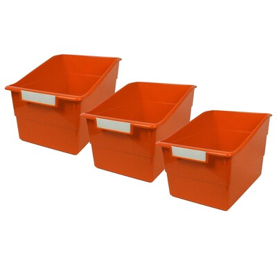 Romanoff Plastic Tattle® Wide Shelf File, 11 x 8 x 7.5, Orange, Pack of 3 (ROM77309-3)