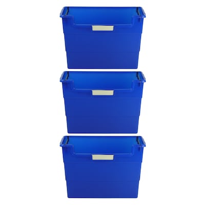 Romanoff Plastic Desk Top Organizer, 14 x 6 x 10, Blue, Pack of 3 (ROM77604-3)