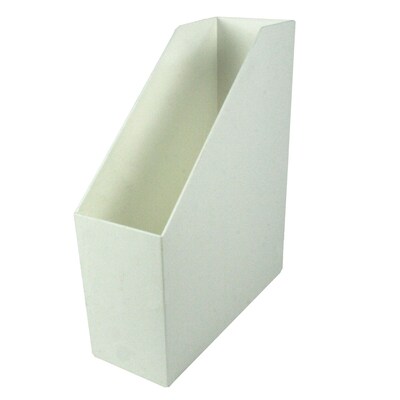 Romanoff Plastic Magazine File, 9.5" x 3.5" x 11.5", White (ROM77701)