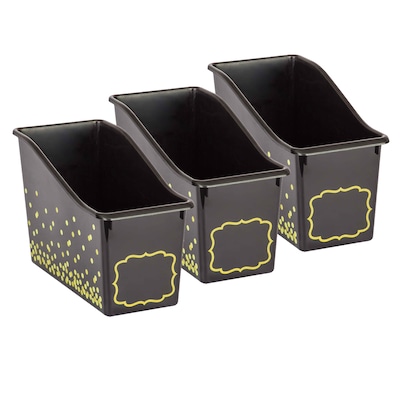 Teacher Created Resources® Plastic Book Bin, 5.5 x 11.38 x 7.5, Black Confetti, Pack of 3 (TCR203