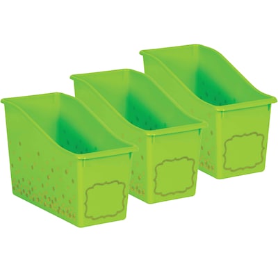 Teacher Created Resources® Plastic Book Bin, 5.5 x 11.38 x 7.5, Lime Confetti, Pack of 3 (TCR2033