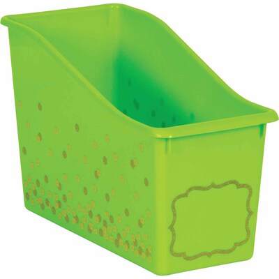 Teacher Created Resources® Plastic Book Bin, 5.5 x 11.38 x 7.5, Lime Confetti, Pack of 3 (TCR2033