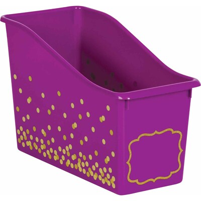Teacher Created Resources® Plastic Book Bin, 5.5 x 11.38 x 7.5, Purple Confetti, Pack of 3 (TCR20