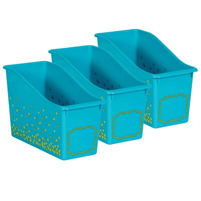 Teacher Created Resources® Plastic Book Bin, 5.5 x 11.38 x 7.5, Teal Confetti, Pack of 3 (TCR2034