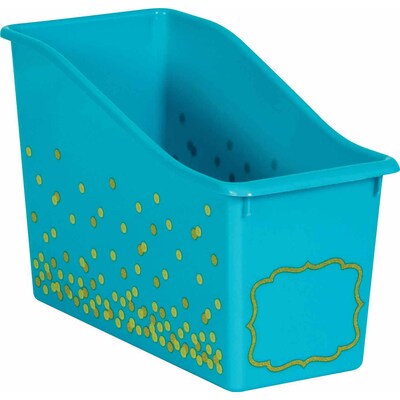 Teacher Created Resources® Plastic Book Bin, 5.5 x 11.38 x 7.5, Teal Confetti, Pack of 3 (TCR2034